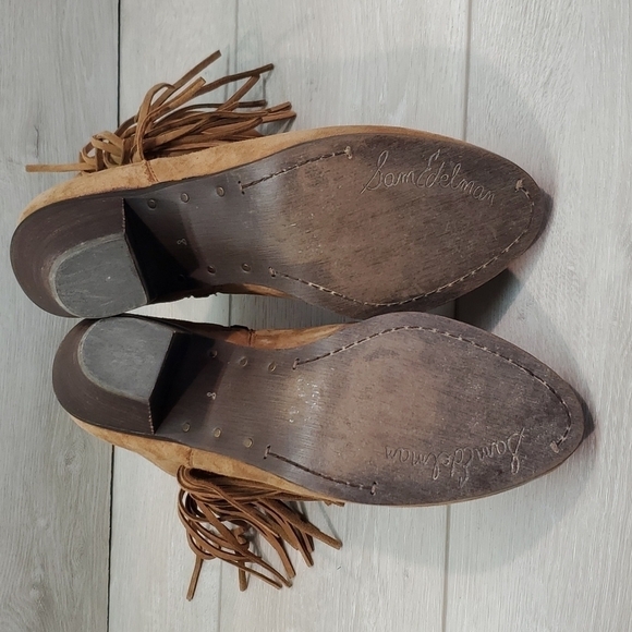 Sam Edelman Womens Louie Western Fringle Ankle Suede Booties shoes sz 8 - Picture 11 of 16